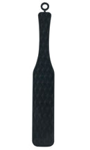 Black Fetish Fantasy Extreme Silicone Paddle with raised diamond exciters for spanking and sensory play.