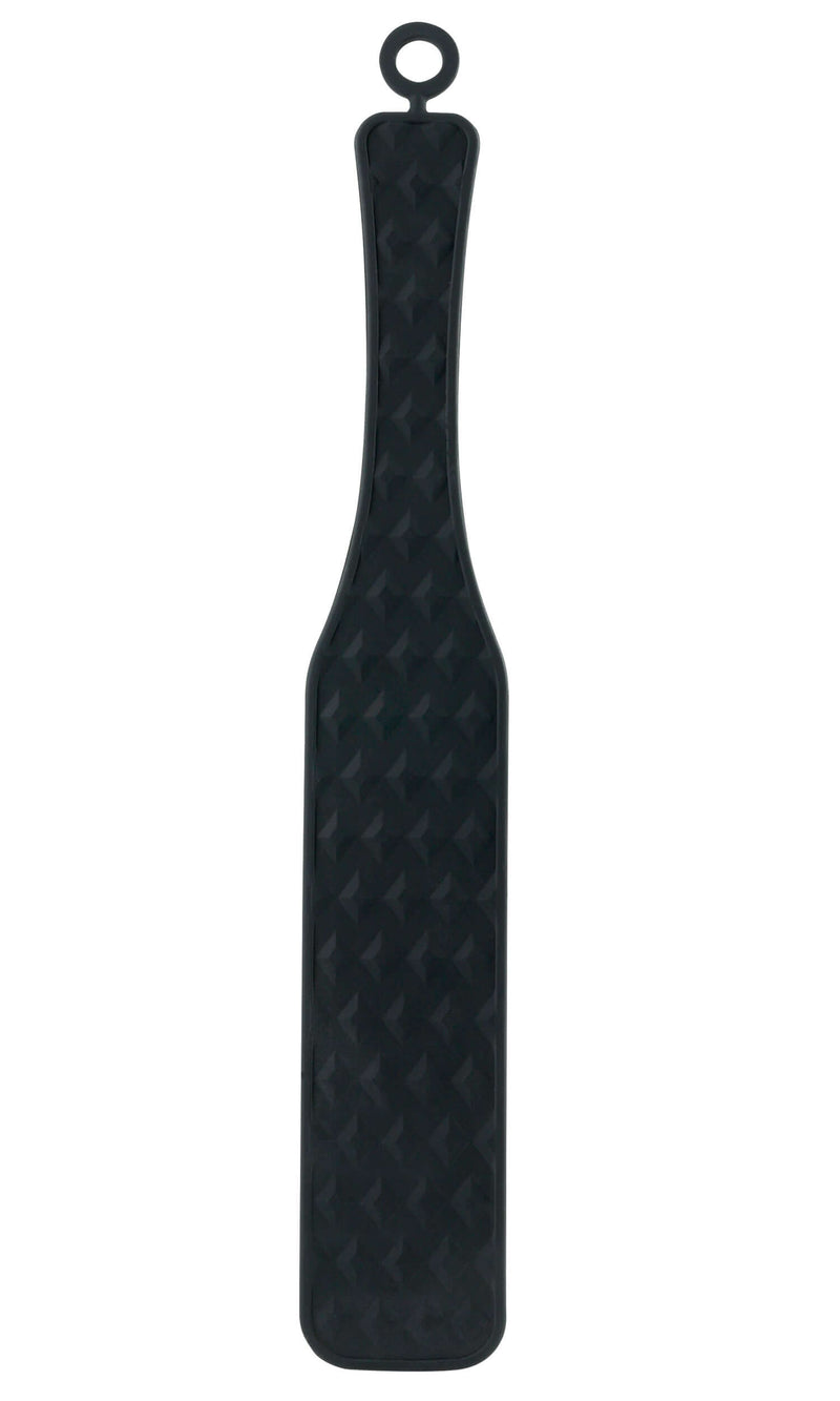 Black Fetish Fantasy Extreme Silicone Paddle with raised diamond exciters for spanking and sensory play.