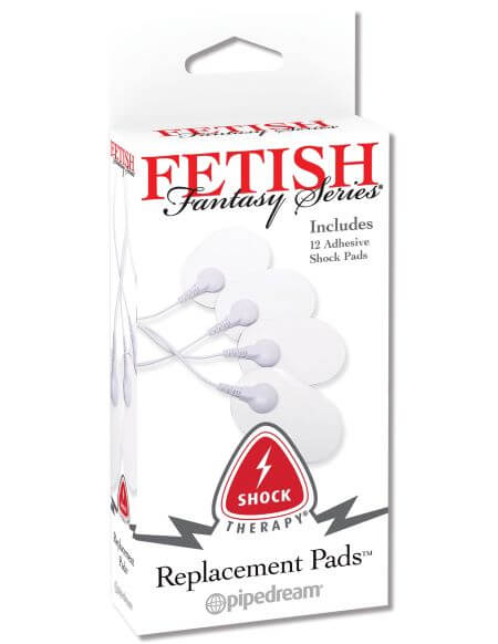 Fetish Fantasy Series Shock Therapy Replacement Pads packaging with 12 adhesive pads for electro sex stimulation.