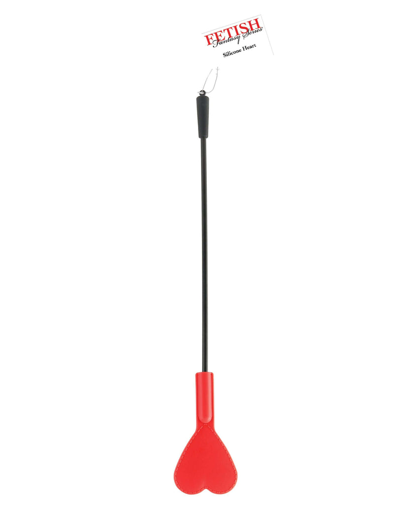 Silicone Heart Flapper red heart-shaped riding crop paddle for fetish fantasies by Pipedream Products.