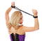 Woman demonstrating Fetish Fantasy Silk Rope Love Cuffs in black for beginner Japanese bondage play.