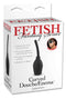 Fetish Fantasy Series Curved Douche/Enema in black packaging with silicone bulb, curved applicator, and EZ-Spray nozzle options.