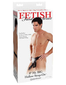 Fetish Fantasy Mr. Big Hollow 8-Inch Strap-On product box with male model wearing the strap-on harness.