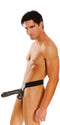 Man wearing Fetish Fantasy Series Big Daddy Hollow 10" Strap On with adjustable harness.