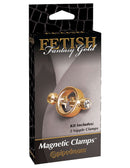 Fetish Fantasy Gold Magnetic Nipple Clamps - Luxurious Metal Design in Product Packaging