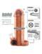 Fantasy X-Tensions Vibrating Real Feel 1-Inch Penis Extension in Flesh with size and usage benefits detailed.