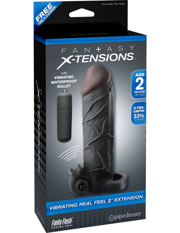 Fantasy X-tensions Vibrating Real Feel 2 inches Extension Black in packaging
