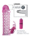 Fantasy X-Tensions Vibrating Cage Pink with heart design, 6.25 inches length, 1.25 inches inner diameter, includes 1-inch extension and vibrator