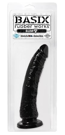 Experience Your Wildest Fantasies with Basix Rubber Works Slim 7" Black Dong!