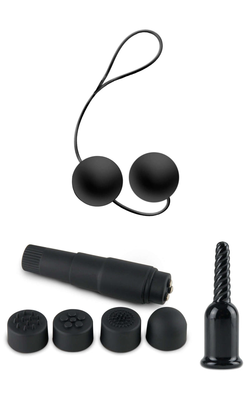 Fetish Fantasy Limited Edition Ultimate Bondage Kit with various black bondage accessories