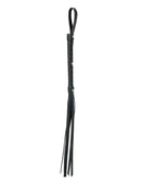 Deluxe Cat O Nine Tails Black Whip with Solid Handle and No-Slip Grip for Dominant or Submissive Play