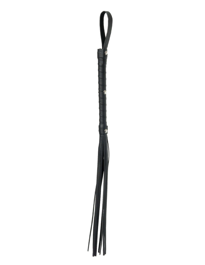 Deluxe Cat O Nine Tails Black Whip with Solid Handle and No-Slip Grip for Dominant or Submissive Play