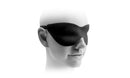 Black silicone blindfold on mannequin head for sensory deprivation in fetish play