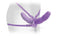 Fetish Fantasy Elite Vibrating Double Delight Strap-On Purple, dual-ended silicone strap-on worn on a mannequin hip.