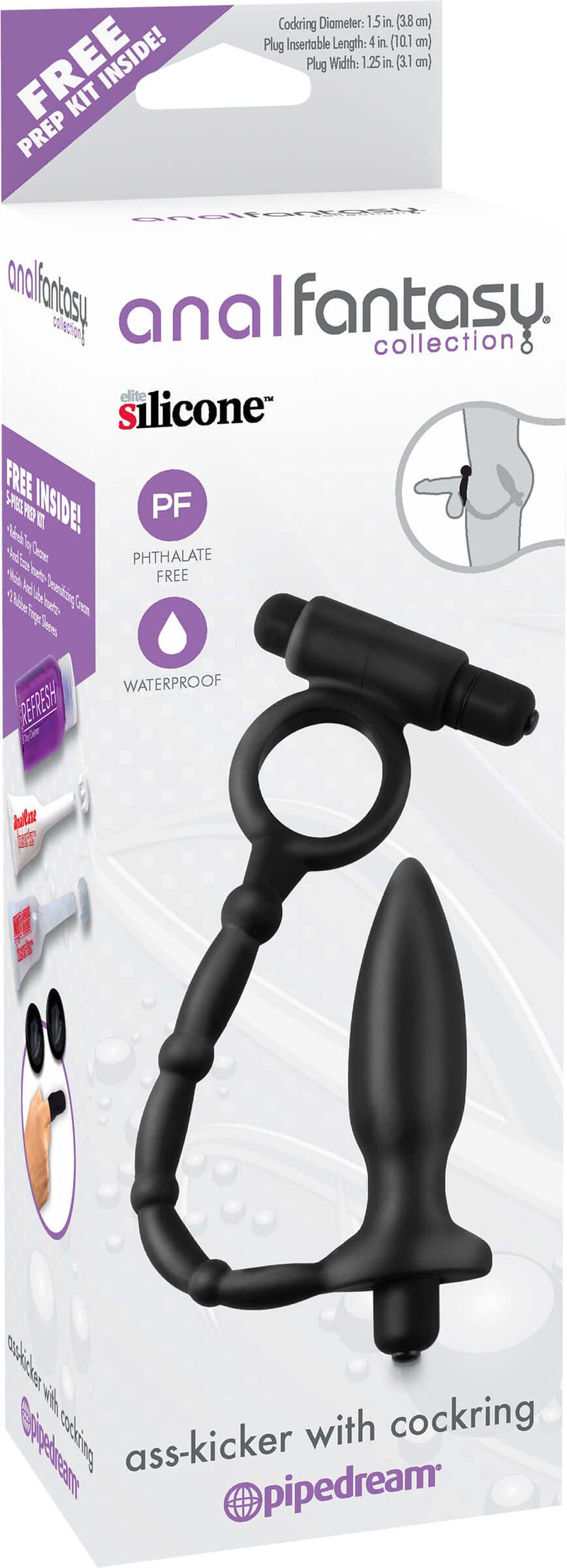 Ass Kicker with Cock Ring in Elite Silicone packaging from Anal Fantasy Collection