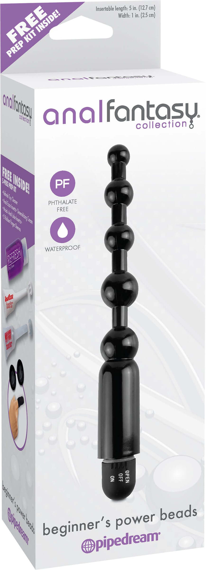 Beginner's Power Beads Anal Toy with Free 5-Piece Prep Kit - Perfect for Beginners, Black, Waterproof and Phthalate-Free