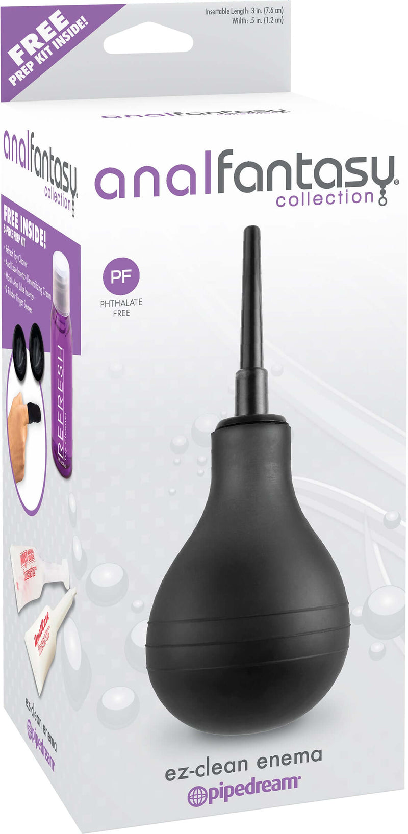 EZ Clean Enema System for Anal Exploration - Black Water Bulb and Attachment in Box Packaging