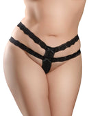 Hookup Panties Crotchless Secret Gem XL-XXL in black lace for hands-free stimulation, designed for seductive sensations and discreet delights.