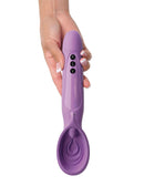 Holding the Fantasy For Her Vibrating Roto Suck-Her pleasure device with purple Elite Silicone suction cup and control buttons