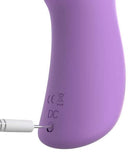 Close-up of Fantasy For Her Flexible Please Her Purple Vibrator charging port from Pipedream Products