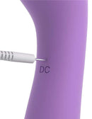 Close-up of charging cord being inserted into Fantasy For Her Duo Wand Massage Her in purple