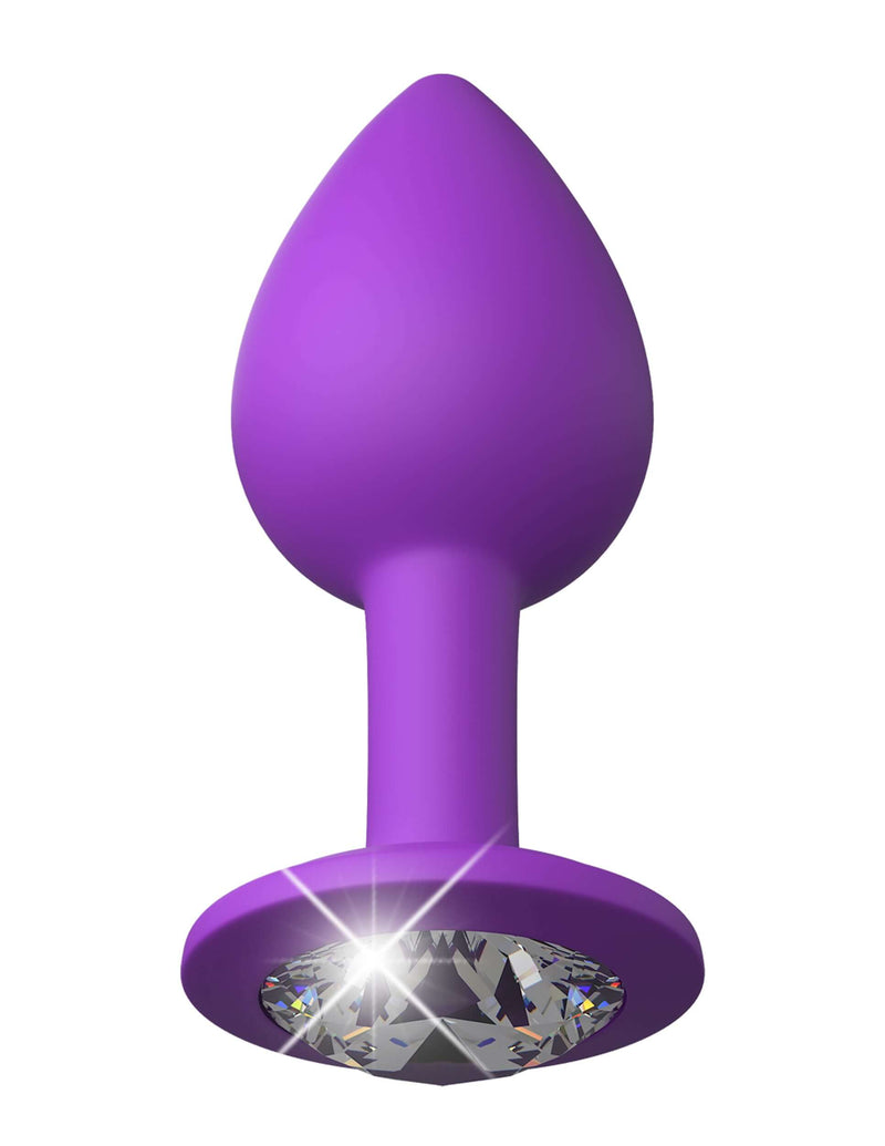 Purple small butt plug with sparkling jewel base for intimate pleasure and visual delight by Fantasy For Her.