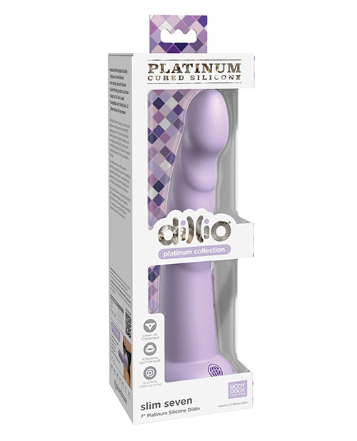 Dillio Platinum 7 inches Slim Seven Purple Silicone Dildo