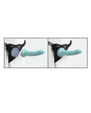 Body Dock SE Fantasy Kit with Platinum Silicone Dillio Dildos, showing attachment on a harness system.