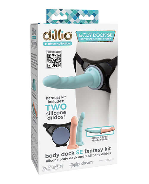 Dillio Platinum Body Dock SE Fantasy Kit with Two Silicone Dildos in Packaging