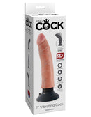 King Cock 7 Inch Vibrating Dildo Beige in Packaging with Realistic Design and Detail