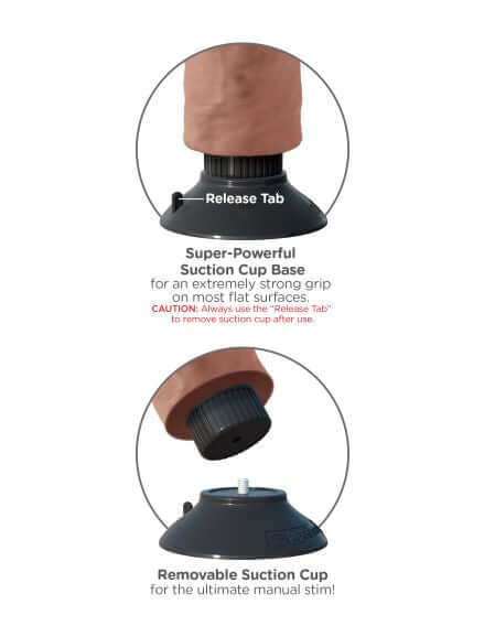 King Cock 7 inches Tan Vibrator with powerful suction cup base for strong grip on flat surfaces and removable suction cup for manual stimulation