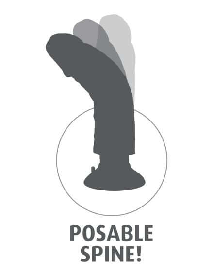 Posable spine feature of King Cock 7 inch Real Deal RD Tan Vibrator