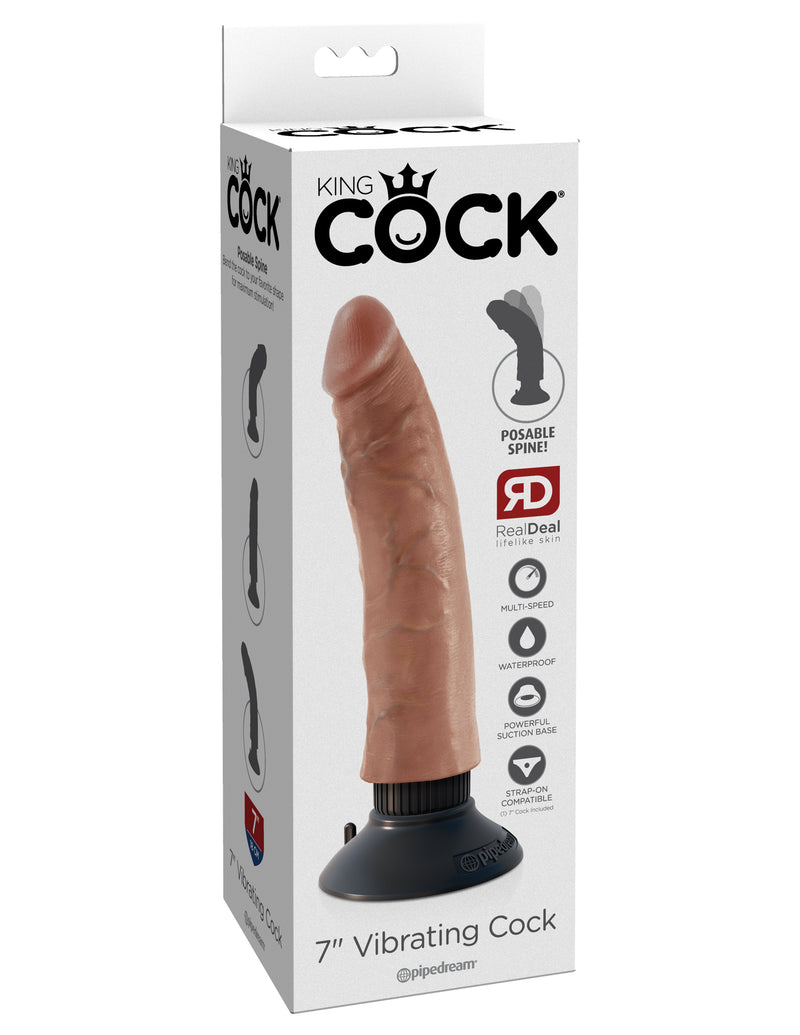 Pipedream Products King Cock 7 inches Cock Real Deal RD Tan Vibrator at $49.99