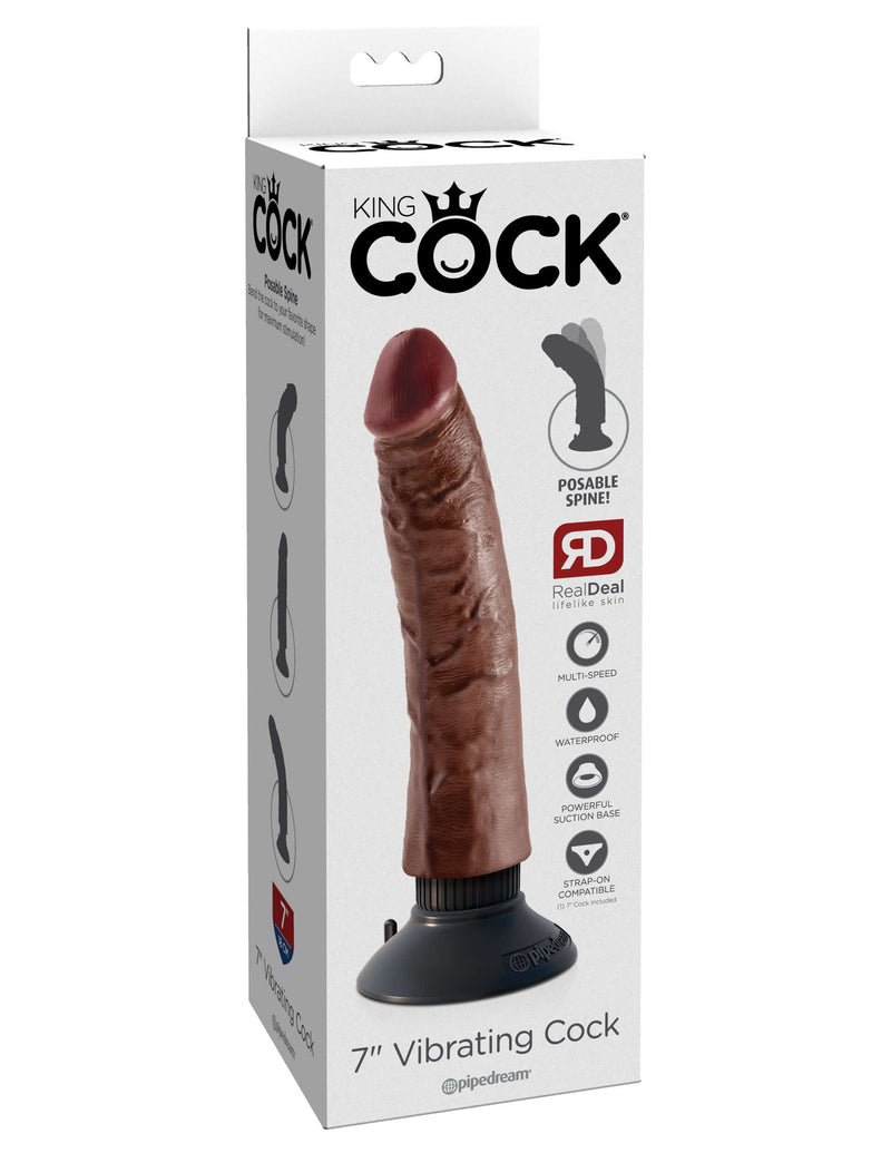 King Cock 7-inch Brown Vibrating Realistic Dildo Packaging