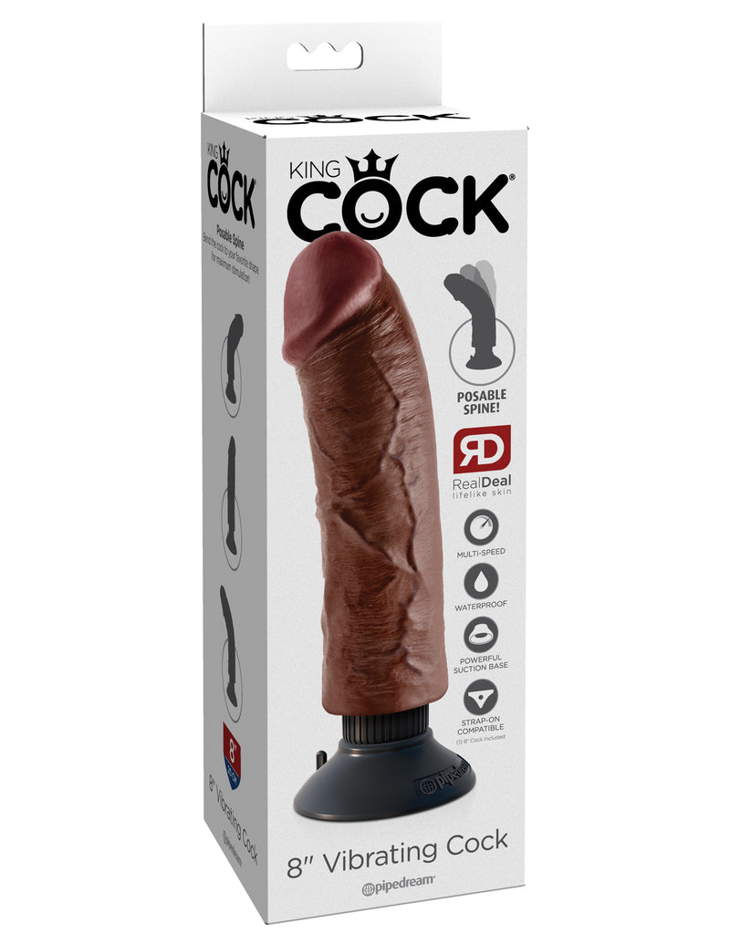 Pipedream Products King Cock 8 inches Cock Brown Vibrating Real Deal RD at $44.99