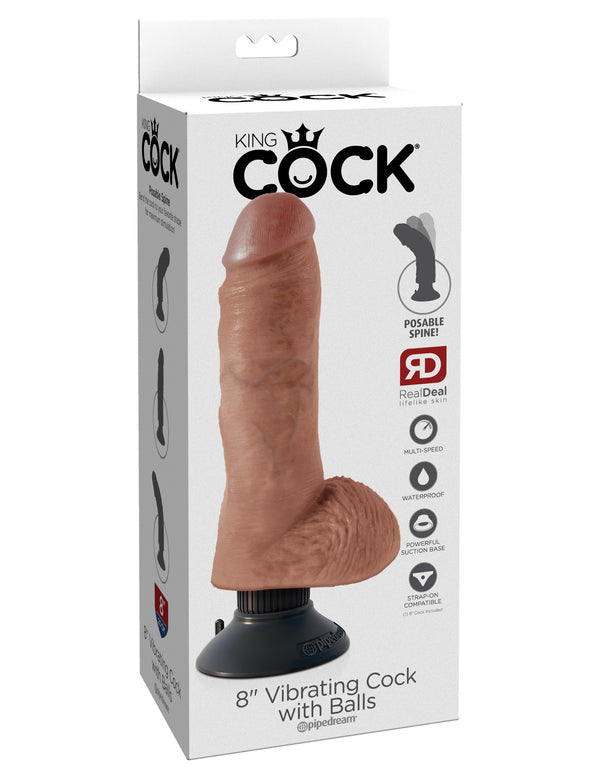 Pipedream Products King Cock 8 inches Vibrating Dildo with Balls Tan at $46.99