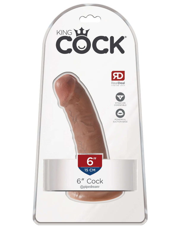 King Cock 6-inch Tan Dildo packaged, showing realistic design and craftsmanship for lifelike adult toy experience.