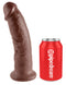 King Cock 9-Inch Realistic Brown Dildo next to a Pipedream can for size comparison.