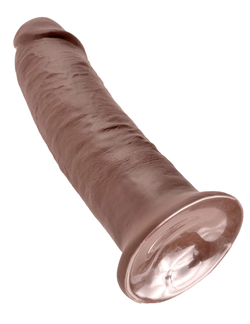 King Cock 10-Inch Realistic Brown Dildo with Detailed Veins and Suction Base