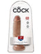 King Cock 7-inch realistic dildo with balls in packaging featuring detailed veins and suction cup base in Tan color