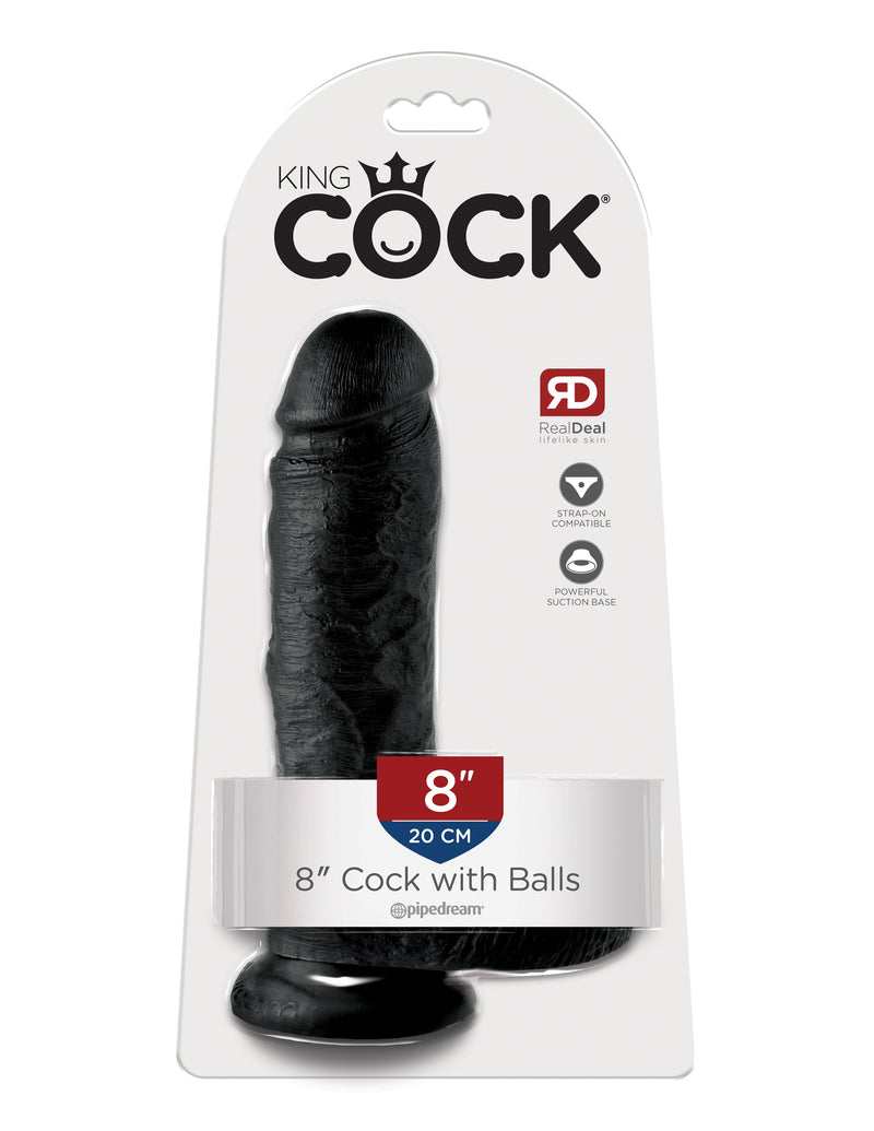 Pipedream Products King Cock 8 inches with Balls Black Dildo Real Deal RD at $34.99