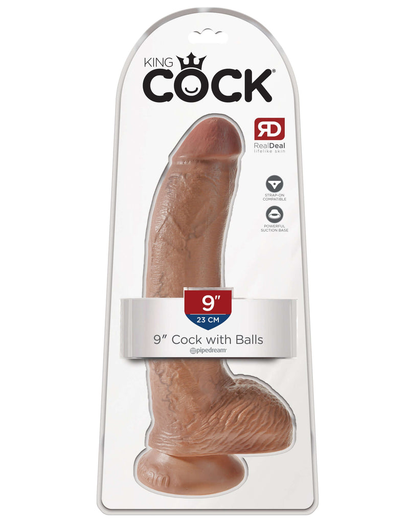 King Cock 9 inches with Balls Tan Dildo Real Deal RD Packaging
