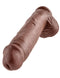 King Cock 11 inch brown dildo with balls, realistic detailing and suction cup base