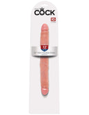 King Cock 12-Inch Slim Double Dildo in Realistic Flesh Beige packaging displaying lifelike dual-ended dildo