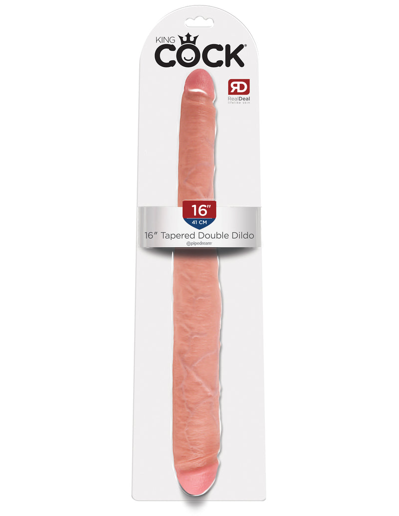 Pipedream Products King Cock 16 inches Tapered Double Dildo Flesh Beige Real Deal RD at $49.99