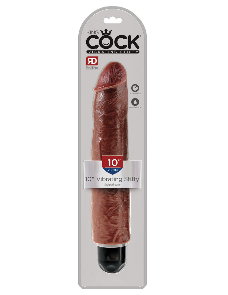 Pipedream Products King Cock 10 inches Vibrating Stiffy Brown Vibrator Sleeve Real Deal RD at $39.99