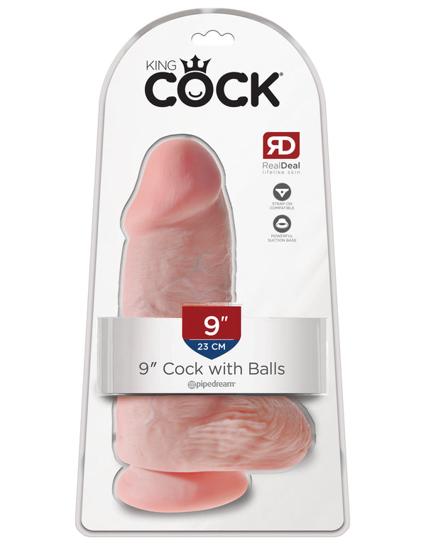Pipedream Products King Cock Chubby 9 inches Cock with Balls Beige Dildo Real Deal RD at $64.99