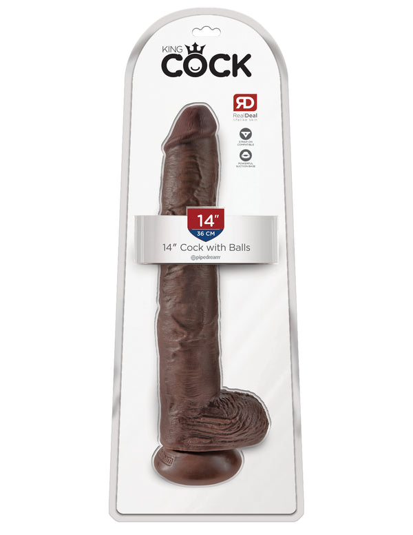Pipedream Products King Cock 14 inches Cock with Balls Brown Dildo Deal RD at $69.99