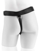 King Cock Strap-On Harness with black adjustable belt displayed on a mannequin waist.