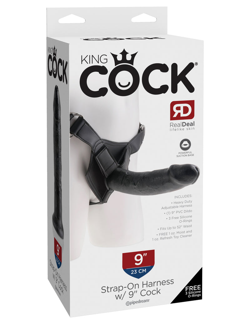 Pipedream Products King Cock Strap On Harness with 9 inches Cock Black Dildo at $74.99